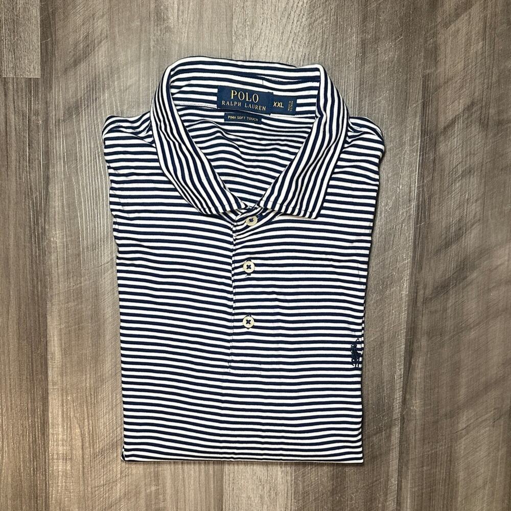 Ralph Lauren Navy & White Striped Polo Shirt